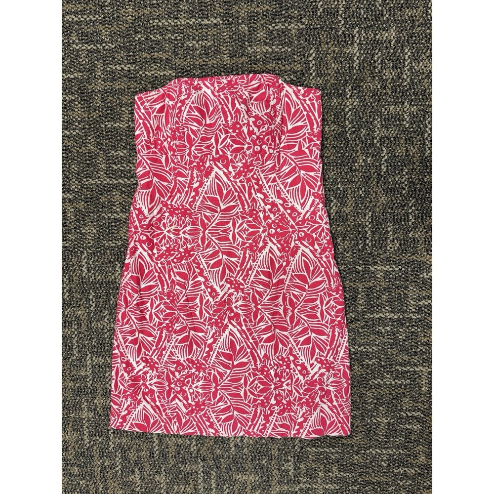 Pulitzer Size 4 Pink White Richelle Strapless Tie Back Mini Dress Giraffe